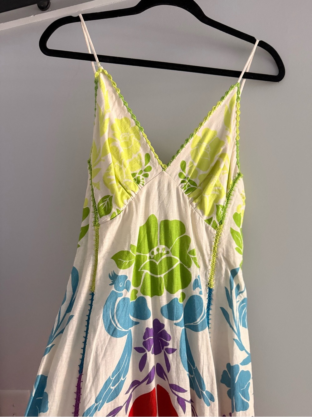 Farm Rio Embroidered printed multicolor rainbow linen-blend maxi dress - Picture 5 of 8